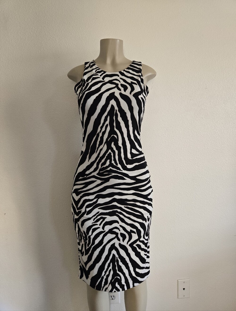 White House Black Market Black and White Zebra Print Sheath Dress